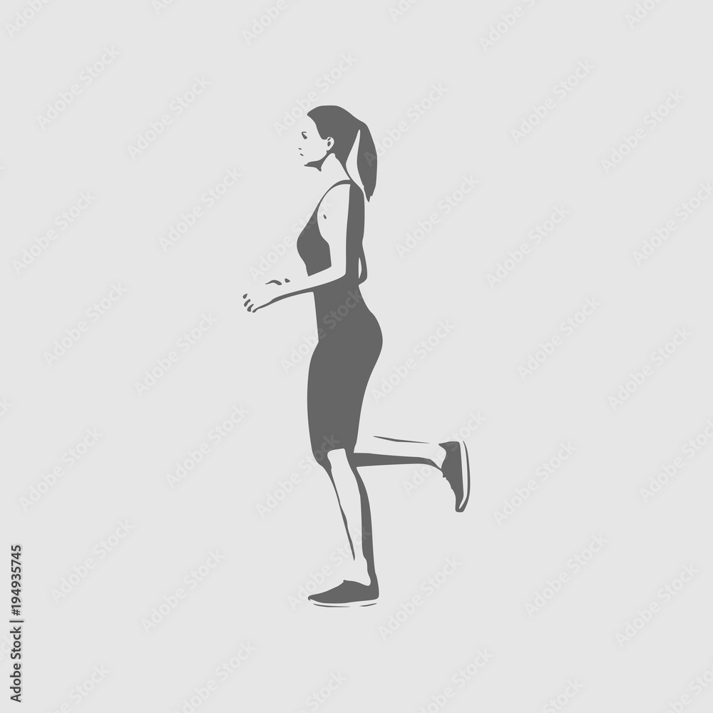 Running woman. Side view silhouette. Sport and recreation Running woman. Side view silhouette. Sport and recreation