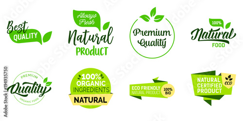 Lettering set for natural products