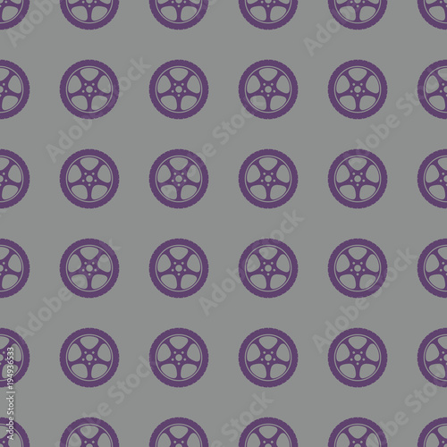 Car wheel vector illustration on a seamless pattern background