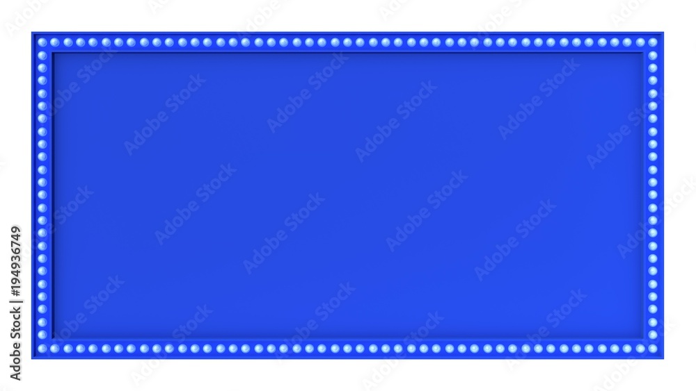 Blue Marquee light board sign retro on white background. 3d rendering Blue Marquee light board sign retro on white background. 3d rendering