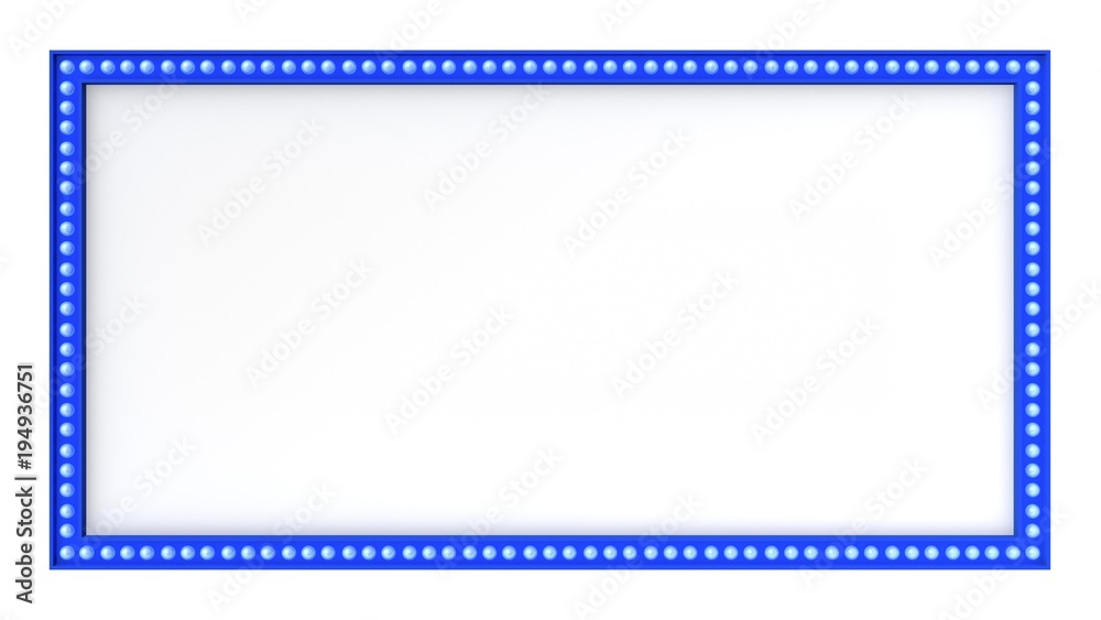 Blue Marquee light board sign retro on white background. 3d rendering Blue Marquee light board sign retro on white background. 3d rendering