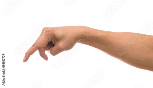 Men hand showing the multi action over white background, include clipping path © THANANIT