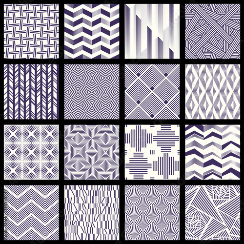 Set of intricate lined patterns