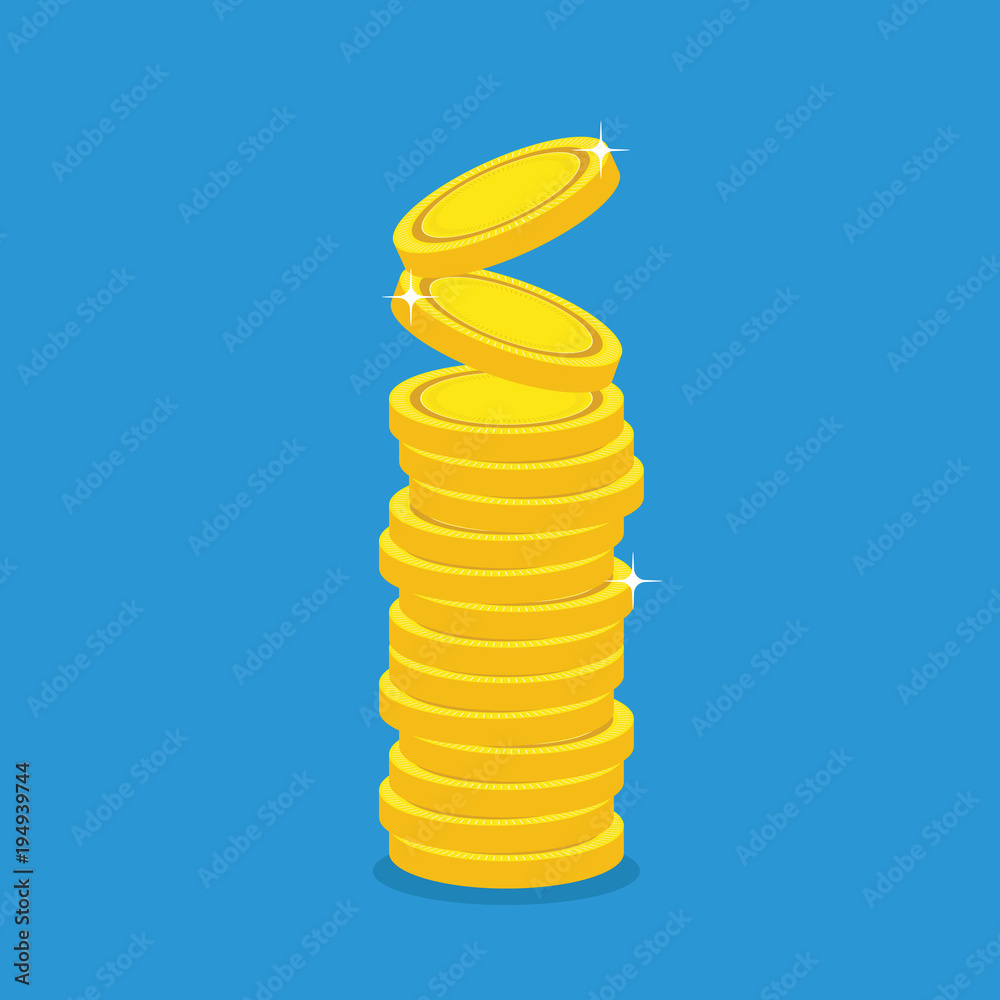 Blank Gold Coin stacks in white background Blank Gold Coin stacks in white background