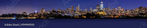 San Francisco panorama with Palace of Fine Arts and Salesforce Tower and Downtown in the background