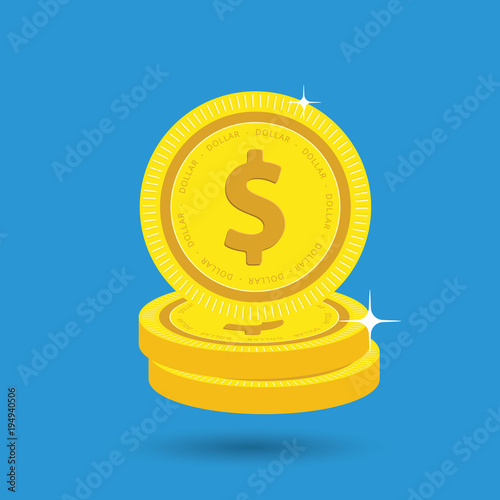 Dollar Gold coin Stack. Financial growth concept with golden coin dollar. 