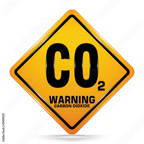 International CO2 Hazard Symbol,Yellow warning Dangerous icon isolated on white background, Attracting attention, Compulsory, Control, practice, Security first sign, Vector, EPS10