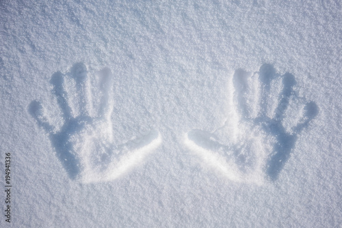 Hand print in snow