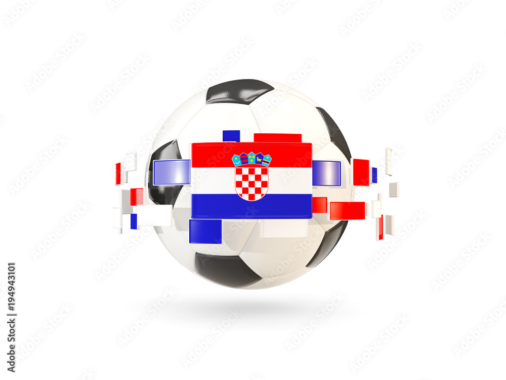 Soccer ball with line of flags. Flag of croatia