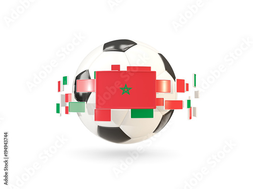 Soccer ball with line of flags. Flag of morocco