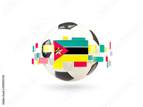 Soccer ball with line of flags. Flag of mozambique