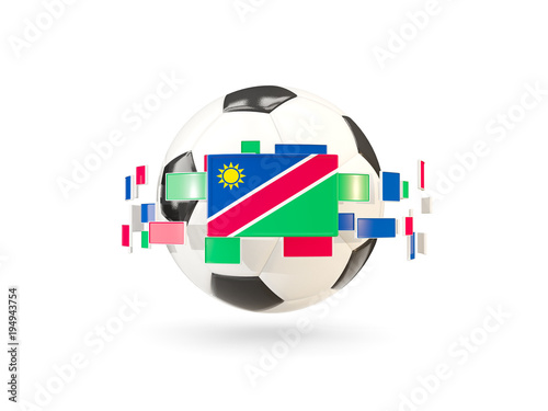 Soccer ball with line of flags. Flag of namibia