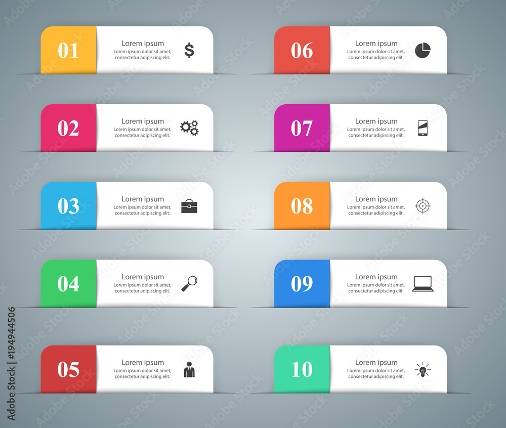 Business Infographics origami style Vector illustration. List of 10 items. Business Infographics origami style Vector illustration. List of 10 items.