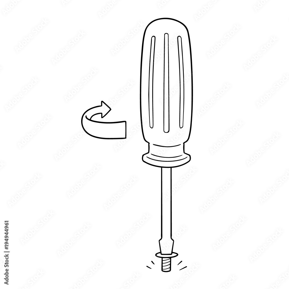 vector set of screw and screwdriver