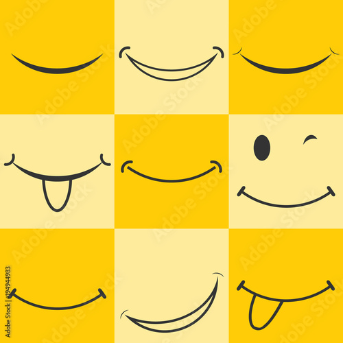 Smiley, smiley icon. Animated smile. Smiley logo on a yellow background.