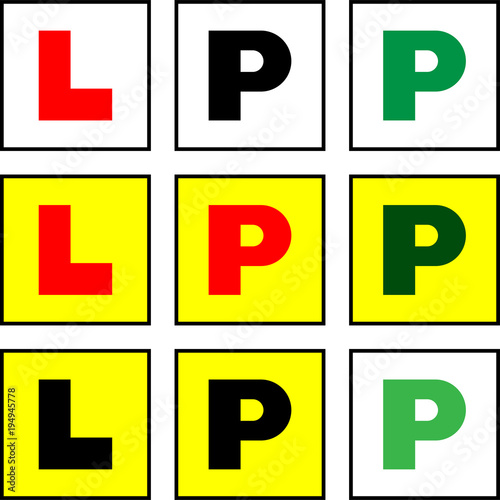 Learner L Plate And Provisional P Plate, L-Plate, P-Plate, New Driver Sticker