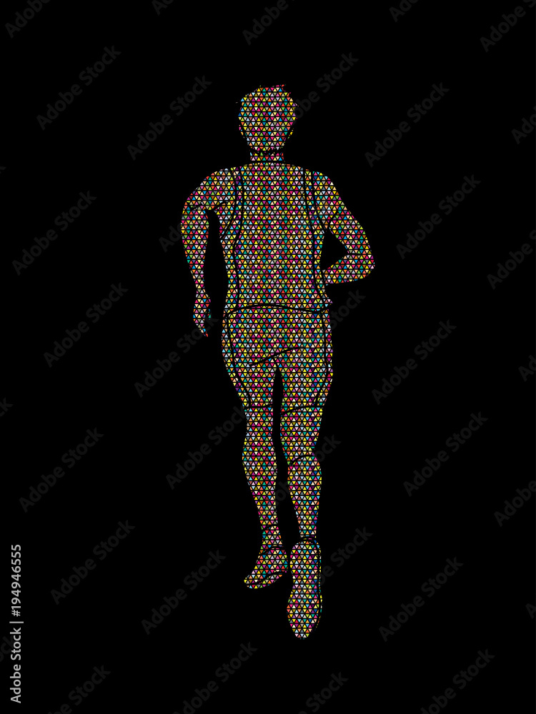 Athlete runner, running back view designed using mosaic pattern graphic vector Athlete runner, running back view designed using mosaic pattern graphic vector