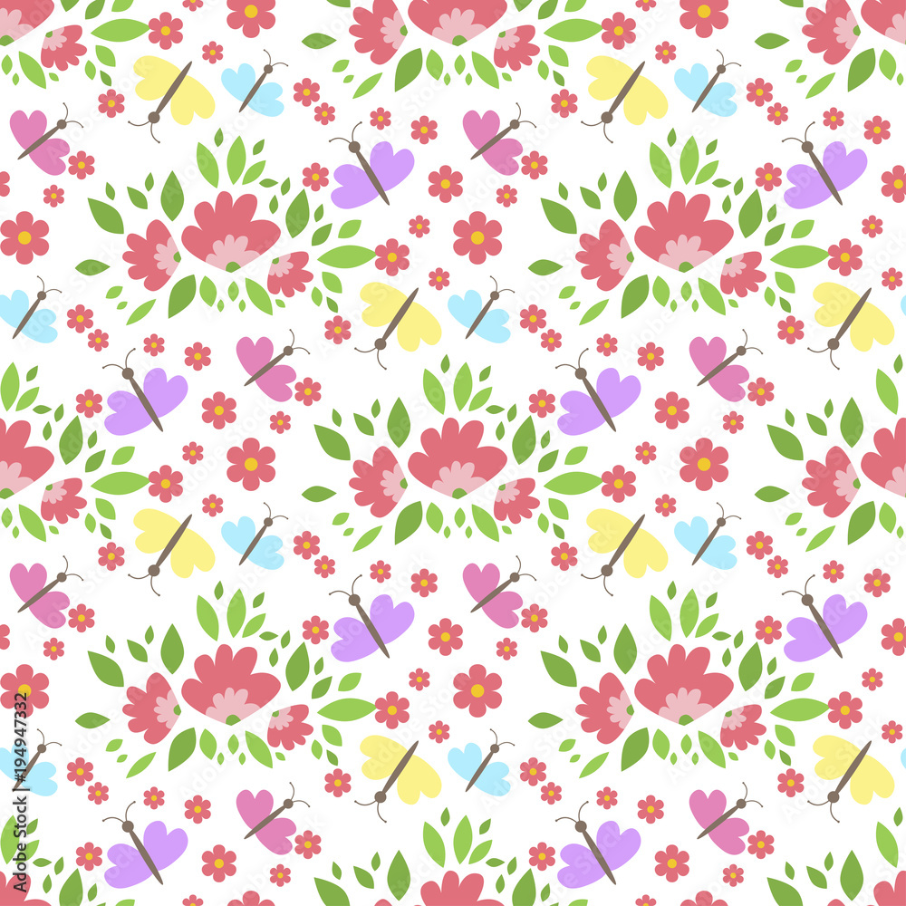 Floral pattern vector seamless background with flowers gentle spring flora wallpaper textile design nature blossom wrapping ornament.