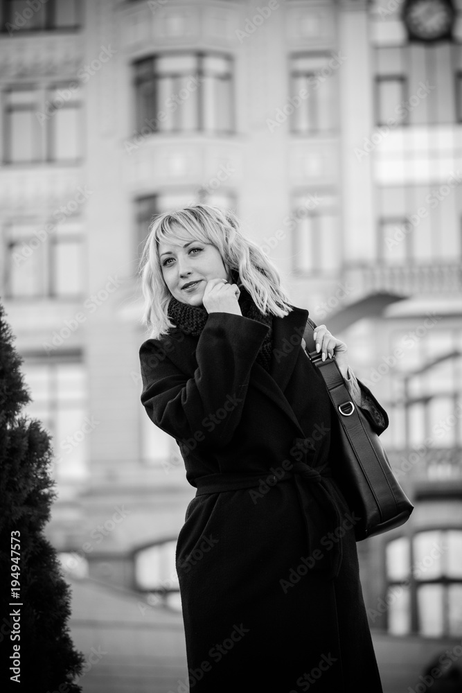 Fototapeta premium Life of Middle age woman at city, a beauty after 30 years. Simple alone woman in big city life 