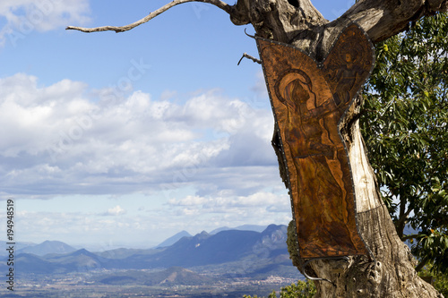 religious figure on tree of madonna dei lattani roccamonfina photo