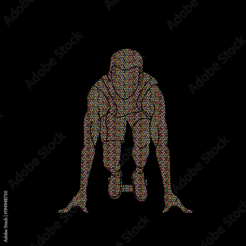 Ready to run, Athlete runner designed using mosaic pattern graphic vector © sila5775
