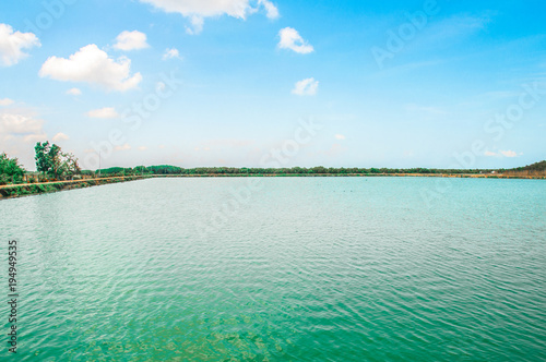 beautiful lake side view at Phetchaburi, Thailand