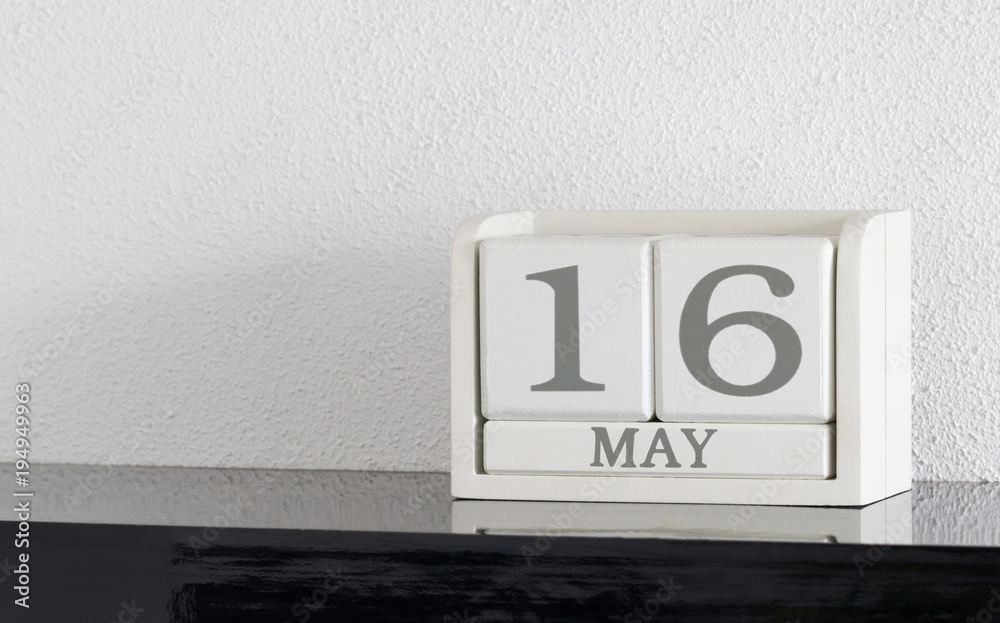 White block calendar present date 16 and month May White block calendar present date 16 and month May