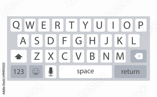 Mobile phone keypad vector mockup. Compact virtual keyboard vector illustration