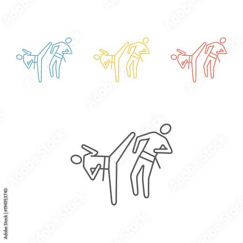 karate blow and defense line icon Vector sign