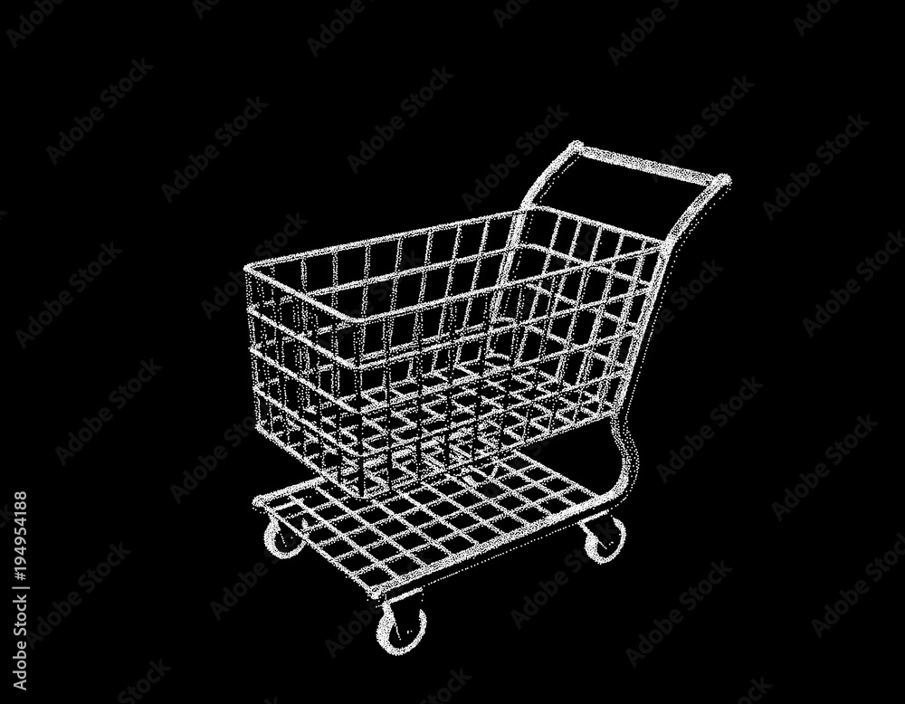 Empty shopping cart. Isolated on black background. Vector illustration. Empty shopping cart. Isolated on black background. Vector illustration.