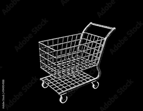 Empty shopping cart. Isolated on black background. Vector illustration.