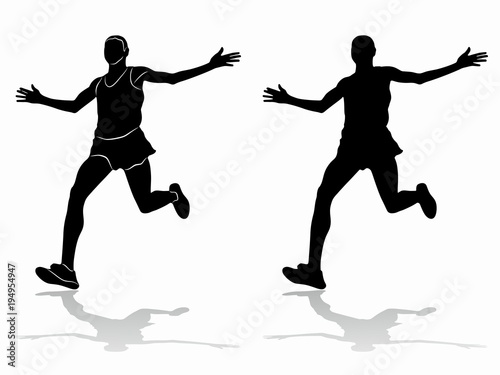 silhouette of runner , vector draw