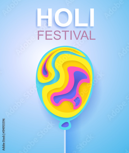 Happy Holi festival poster for promotion. Colorful banner. photo