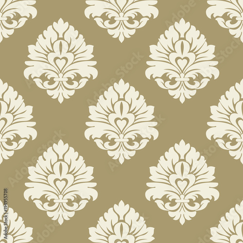 Vector damask seamless pattern background. Classical luxury old fashioned damask ornament  royal victorian seamless texture for wallpapers  textile  wrapping. Exquisite floral baroque template.