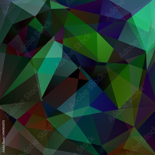 Geometric pattern, polygon triangles vector background in black, green tones. Illustration pattern