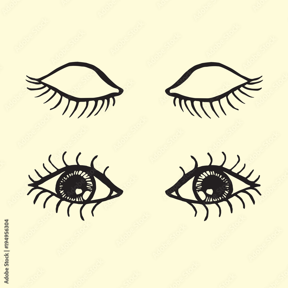 Free Vector  Hand drawn closed eyes cartoon illustration