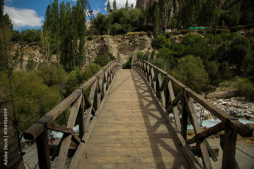 Wooden bridge at a village of Leh
