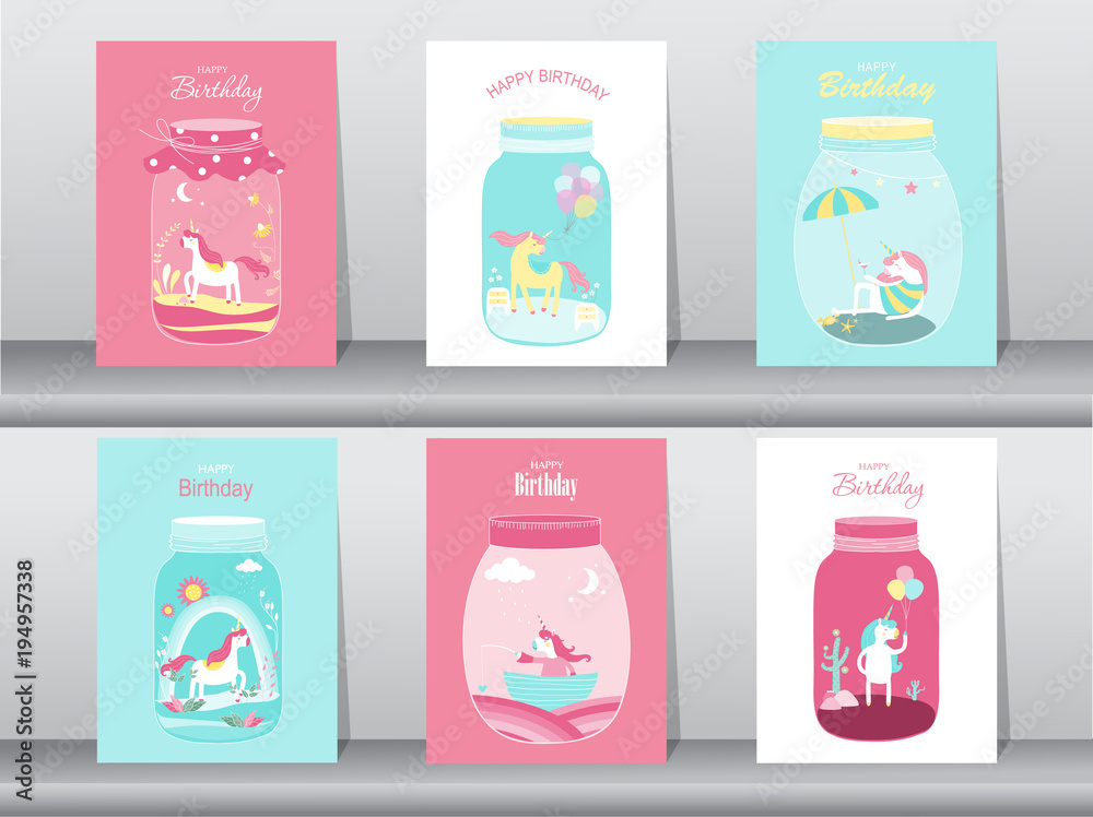 Set of cute funny cartoon unicorn in a glass jar, Magical,Isolated,objects,greeting card.Vector illustrations.
Set of cute funny cartoon unicorn in a glass jar, Magical,Isolated,objects,greeting card.Vector illustrations.