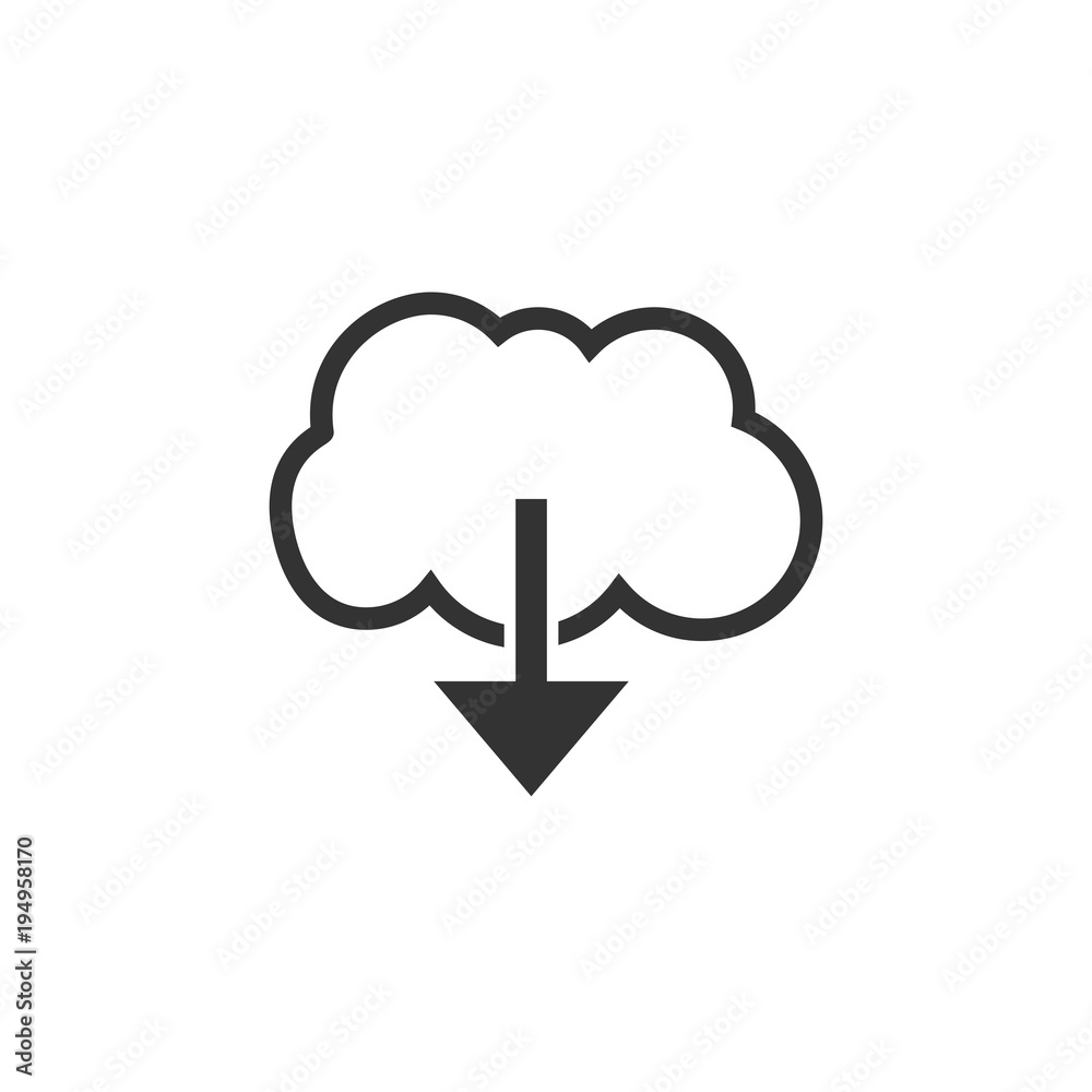 Cloud download icon. Vector illustration. Flat design.