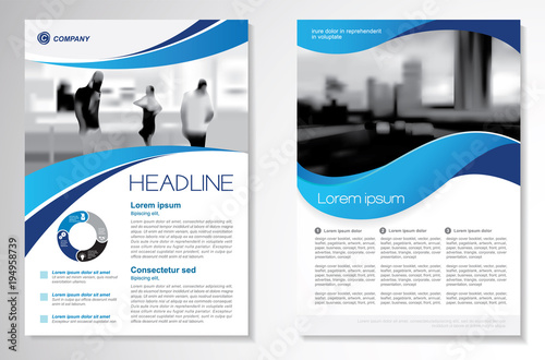 Template vector design for Brochure, Annual Report, Magazine, Poster, Corporate Presentation, Portfolio, Flyer, layout modern with  blue color size A4, Front and back, Easy to use and edit.