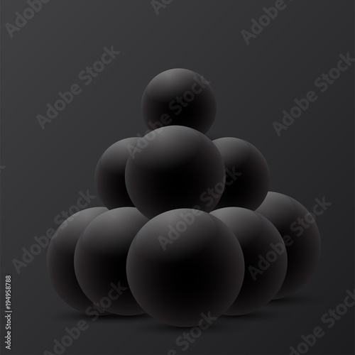 Abstract 3D Sphere design on black background.