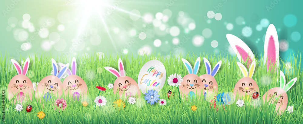 custom made wallpaper toronto digitalHappy easter image vector. Modern happy Easter background with colorful eggs and spring flower. Template Easter greeting card, vector.