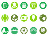 green round st patrick's day button icons set