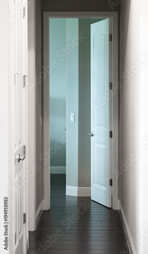 Modern hallway door open to a room