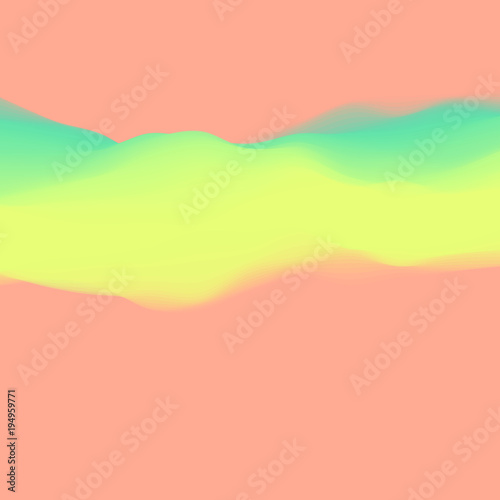Colorful twisted dynamic wavy structure. Modern abstract illustration with flowing digital vapor. Futuristic background with iridescent clouds. Soft fluid gradient surface. Element of design.