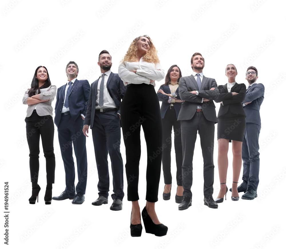 happy successful business team isolated on white background