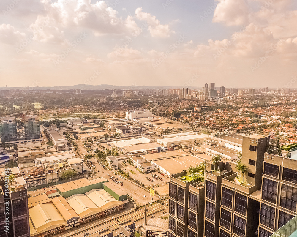 Panorama of Petaling Jaya from height (suburb of KL, Malaysia)