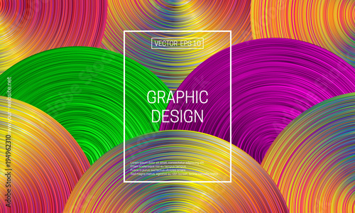 Holographic geometric background. Colorful striped composition. Vector template for cover or packaging design.