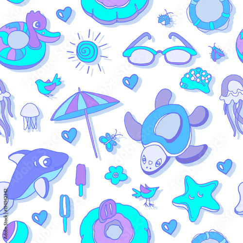 Set with swimming goods for kids. Vector illustration