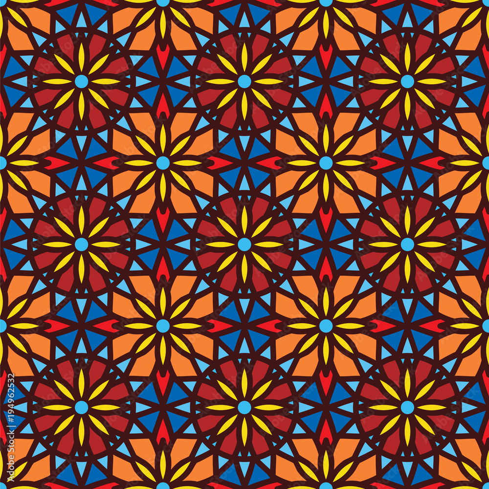 Vector Abstract multicolor Seamless Pattern. Vintage Geometric East Ornament Pattern. 